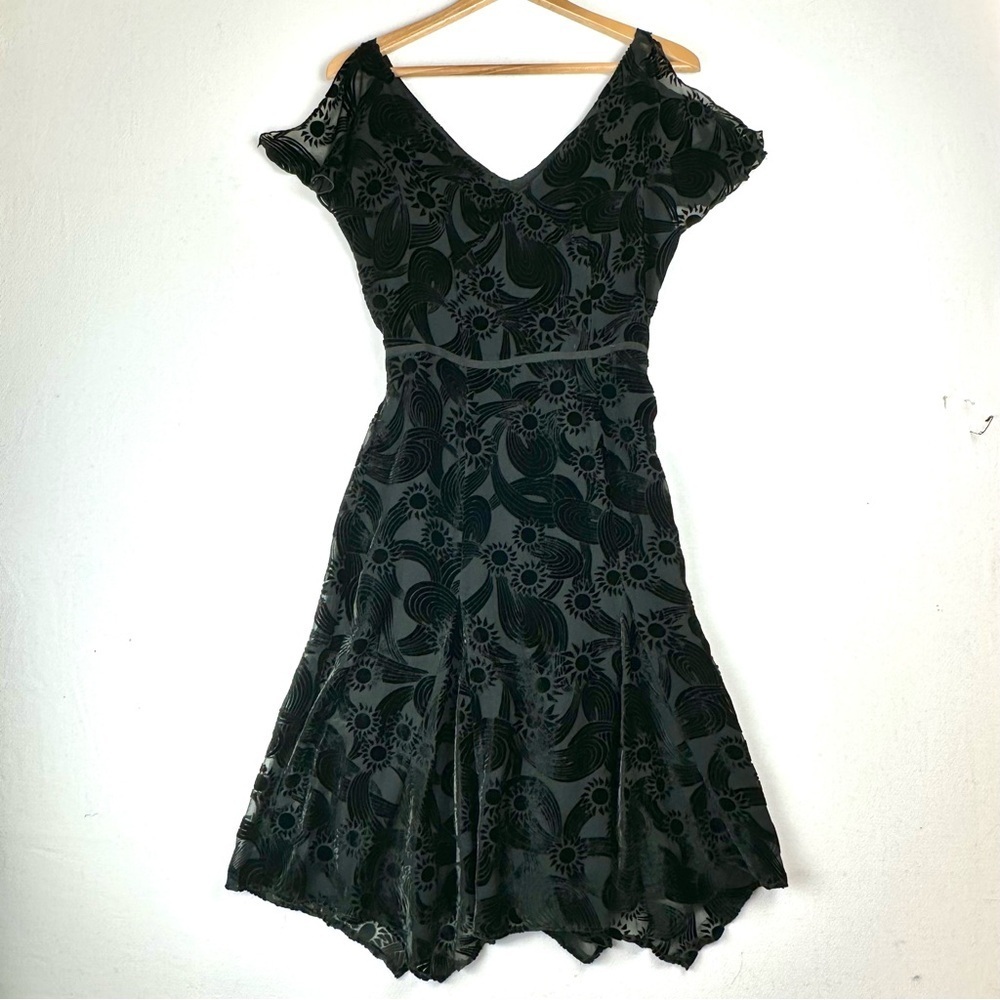 Beth Bowley Velvet Burnout Cap Flutter Sleeve Dress Party Fairy  Event Cocktail